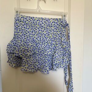 Floral Ruffle Mini Skirt
